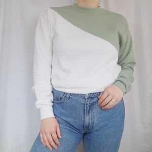 Custom reworked sage green crewneck